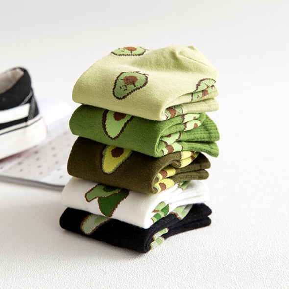 Avocado Ankle Socks 5-Pack - Simple, Cheerful, Avocado Green